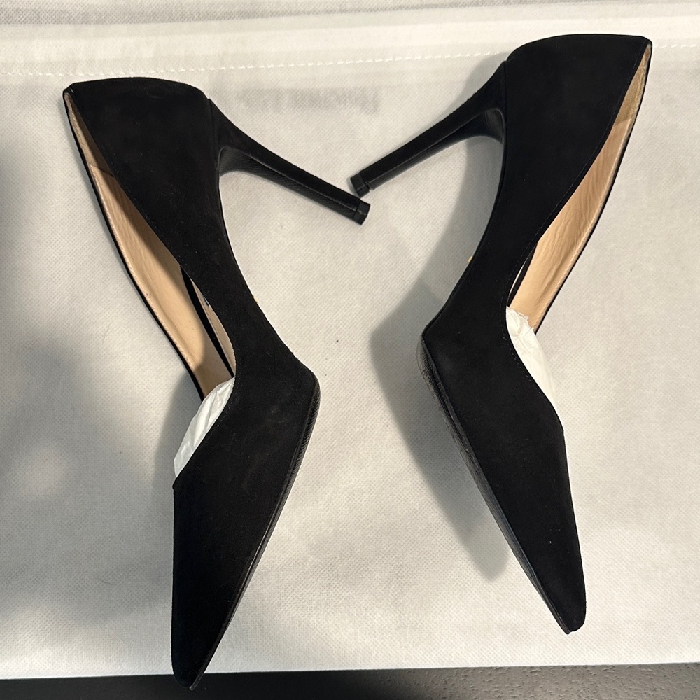 Prada Suede Leather Black Pointed Toe Heels Pump 38 - Picture 4 of 10